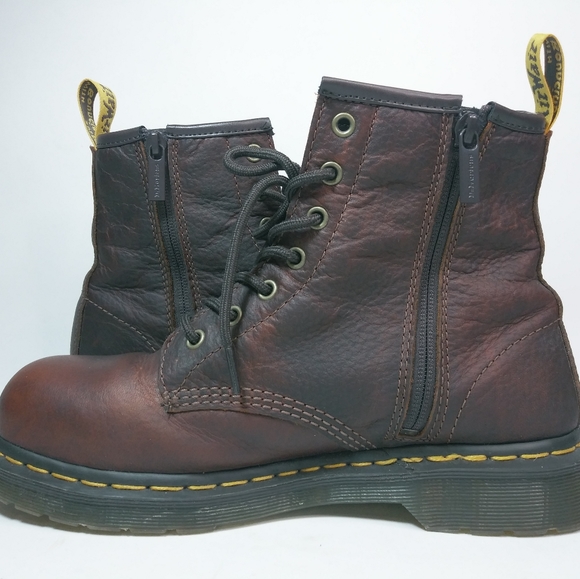 Womens Dr Martens Industrial Steel Toe Slip Resistant Boots Maple Zip Size 9L - Picture 5 of 11